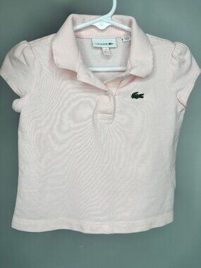 Lacoste Kids' Scalloped Collar Mini Piqué Pink Polo 2T